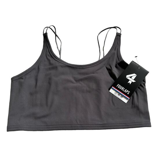 FOURLAPS Poise Longline Bra Graphite Gray Women's Size Large NWT Run Low Impact - Picture 1 of 8